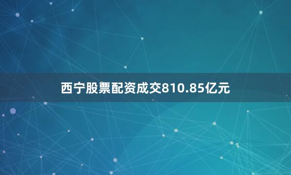 西宁股票配资成交810.85亿元